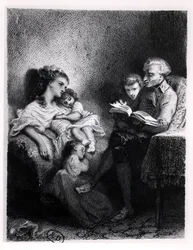 Alphonse de Lamartine (1792-1869) lisant à sa famille